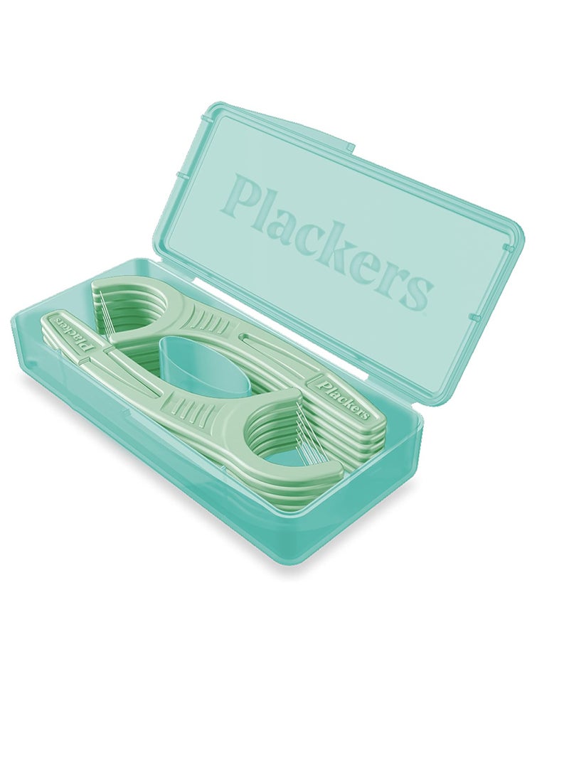 Plackers Micro Mint Dental Floss Picks with Travel Case, 12 Count (Color May vary)