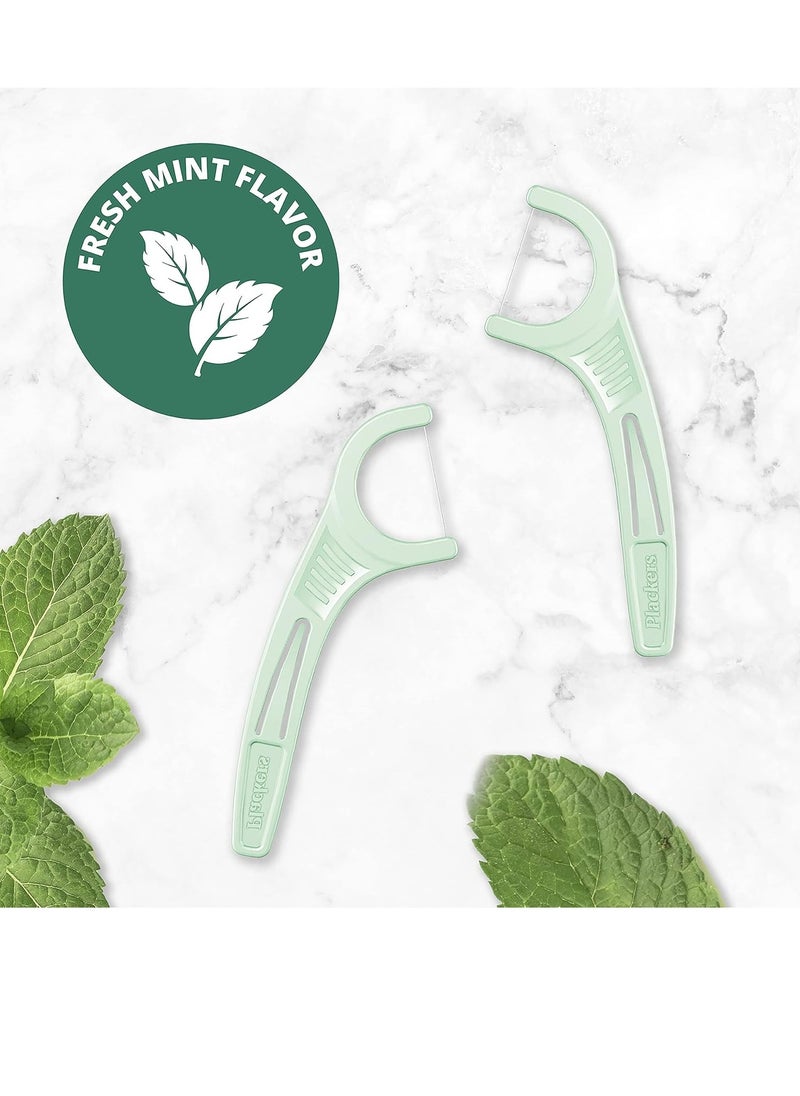 Plackers Micro Mint Dental Floss Picks, Made with Super TufFloss®, Protected Fold Away Pick, Easy to Use, Cool Mint, Green, Individually Wrapped, 500 Count