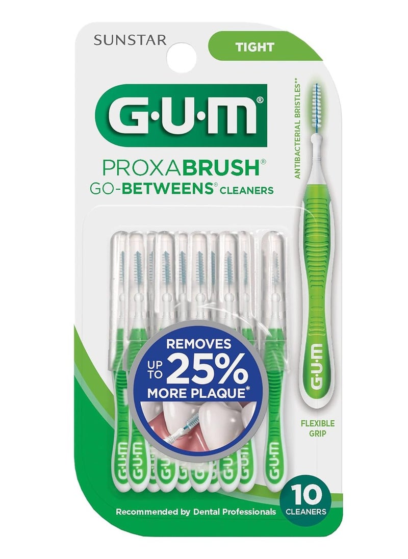 GUM Proxabrush Go-Betweens - Tight - Interdental Brushes - Soft Bristled Dental Picks for Plaque Removal Health - Safe for Braces & Dental Devices, 10ct (4pk)