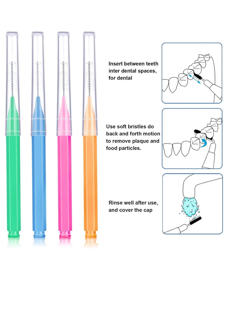 Patelai 100 Pieces Braces Brush for Cleaner Interdental Brush Toothpick Dental Tooth Flossing Head Oral Dental Hygiene Flosser Toothpick Cleaners Tooth Cleaning Tool(Bright Colors,Multiple Sizes)