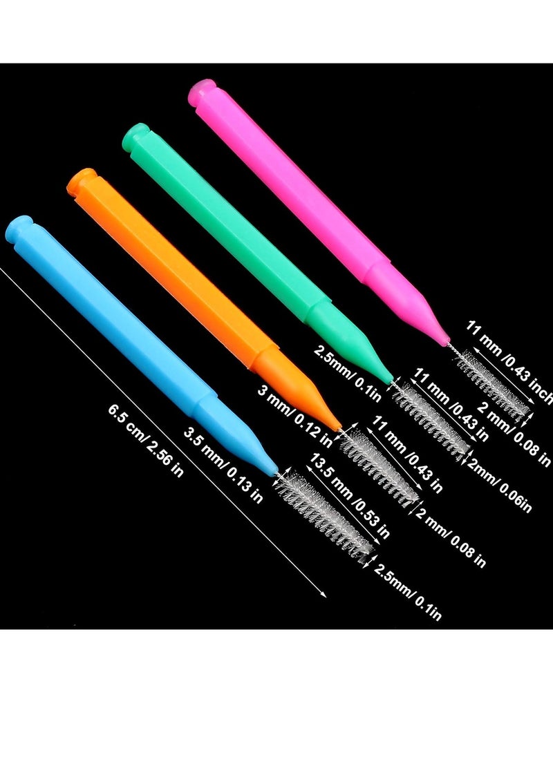 Patelai 100 Pieces Braces Brush for Cleaner Interdental Brush Toothpick Dental Tooth Flossing Head Oral Dental Hygiene Flosser Toothpick Cleaners Tooth Cleaning Tool(Bright Colors,Multiple Sizes)