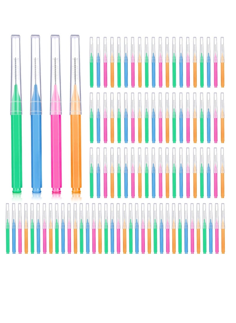 Patelai 100 Pieces Braces Brush for Cleaner Interdental Brush Toothpick Dental Tooth Flossing Head Oral Dental Hygiene Flosser Toothpick Cleaners Tooth Cleaning Tool(Bright Colors,Multiple Sizes)