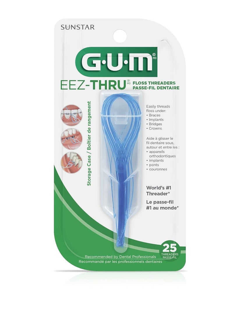 GUM EEZ-Thru Floss Threaders, Dental Flossers for Braces, Bridges, & Implants,25ct(6pk)