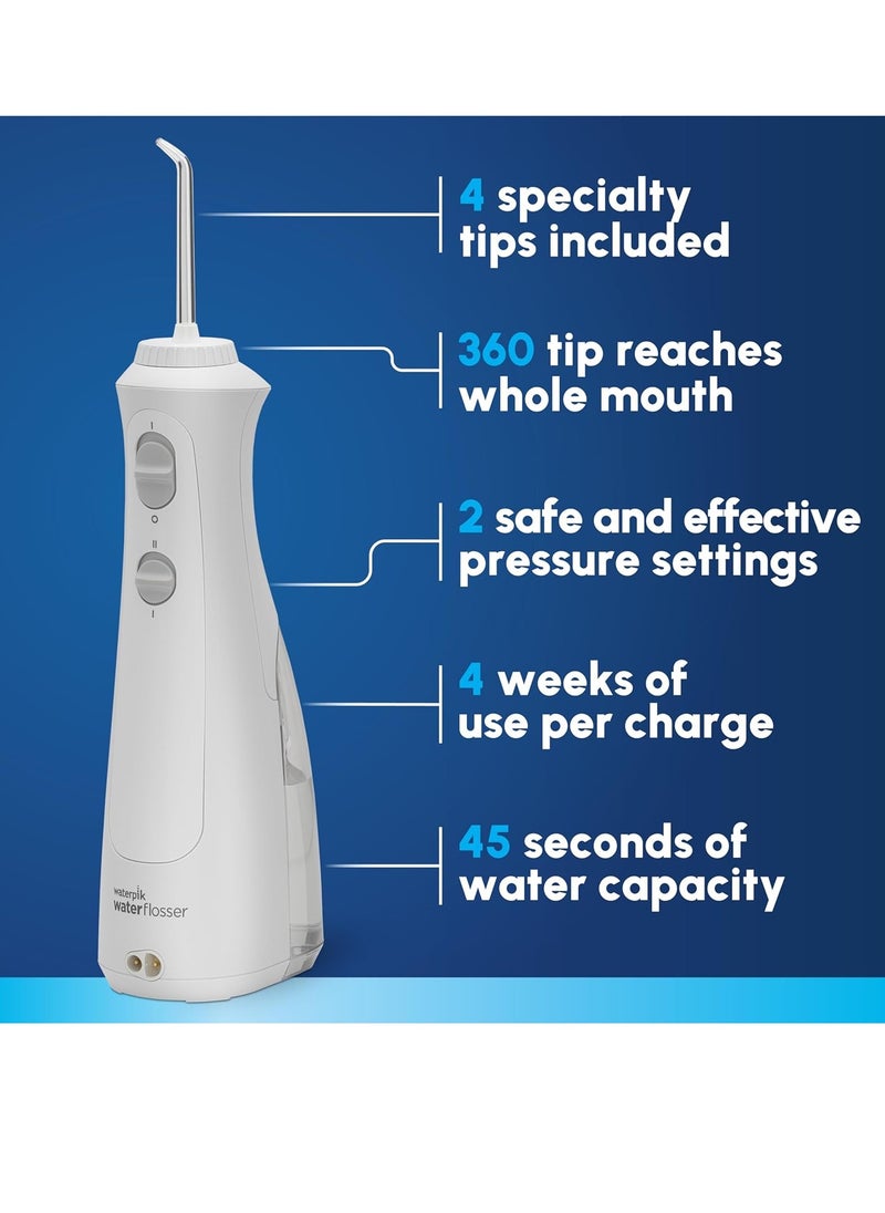 Waterpik Cordless Pearl Rechargeable Portable Water Flosser for Teeth, Gums, Braces Care and Travel with 4 Flossing Tips - ADA Accepted, WF-13 White, Packaging May Vary