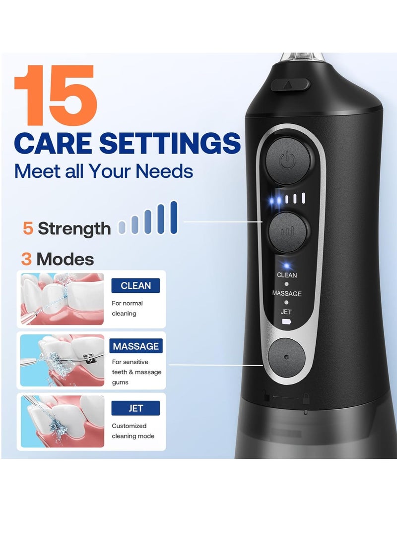 Bitvae C6 Water Dental Flosser for Teeth Pick, Cordless Flosser for Travel with 6 Jet Tips, 3 Modes 5 intensities, IPX7 Waterproof Portable & Rechargeable Oral Irrigator Cleaner, Black