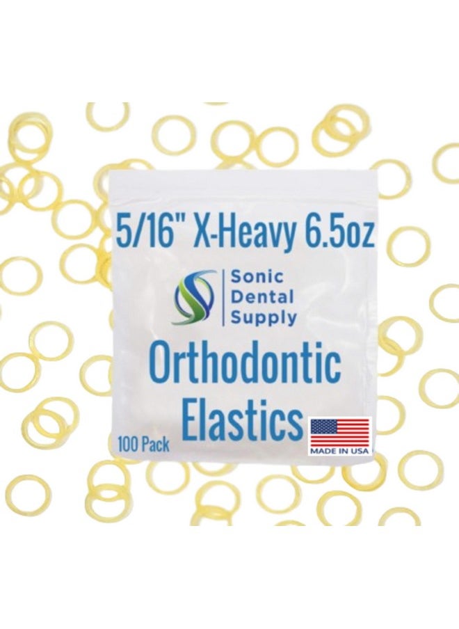 5/16 Inch Orthodontic Elastic Rubber Bands - 100 Pack - Natural Latex , X- Heavy 6.5 Ounce Small Rubberbands, Braces, Dreadlocks Hair Braids, Teeth Gap, Grooming, Crafts - Sonic Dental - Made In Usa