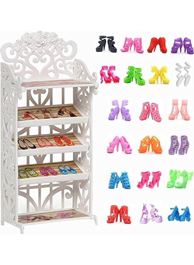 Doll House Rack With 20 Pair Shoes Set