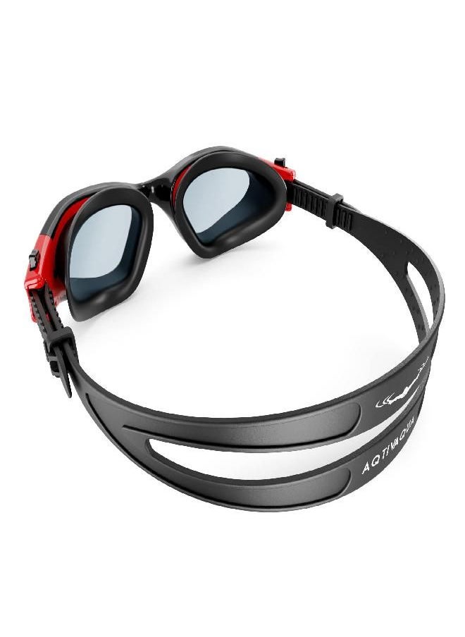 AqtivAqua Swimming Goggles Swim Goggles for Adults Men Women Kids Youth Girls Boys Children DX (Clear-Lenses Red/Black-Frame)