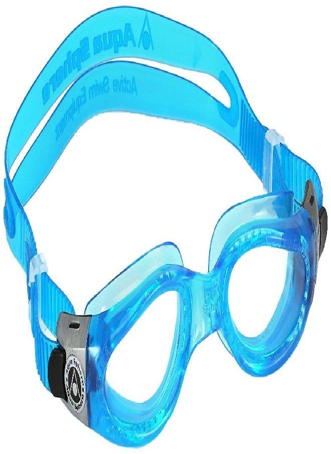 Aqua Sphere Kaiman Swim Goggles with Clear Lens (Blue). UV Protection Anti-Fog Swimming Goggles for Adults