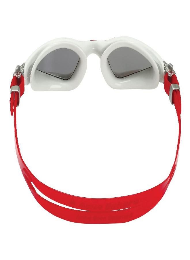 Aquasphere Kayenne Adult Swim Goggles - 180-Degree Distortion Free Vision, Ideal for Active Pool or Open Water Swimmers | Unisex Adult, Silver Titanium-Mirrored Lens, Gray/Red Frame (EP2961006LMS)