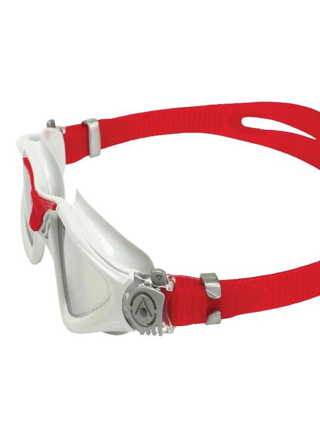 Aquasphere Kayenne Adult Swim Goggles - 180-Degree Distortion Free Vision, Ideal for Active Pool or Open Water Swimmers | Unisex Adult, Silver Titanium-Mirrored Lens, Gray/Red Frame (EP2961006LMS)