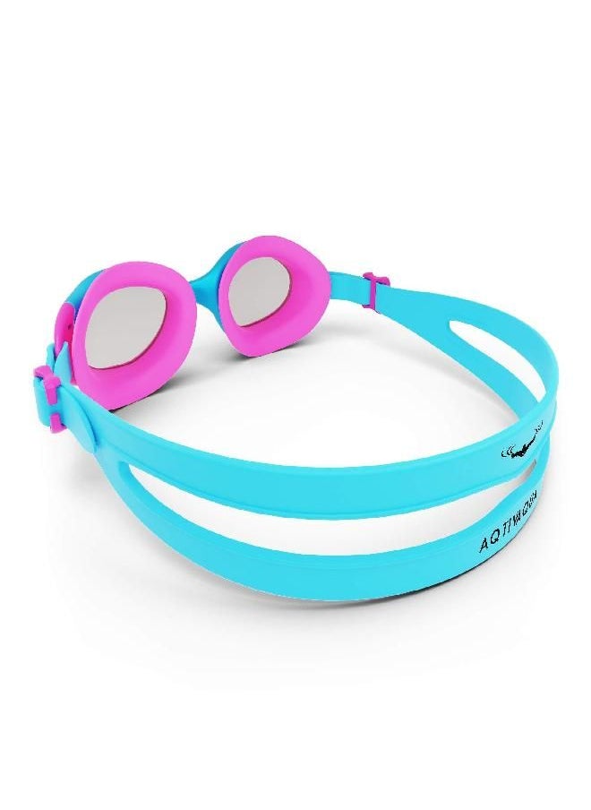 AqtivAqua Kids Swim Goggles Swimming Goggles for Kids Youth Childrens Boys Girls (NeonBlue/DeepPink colour)