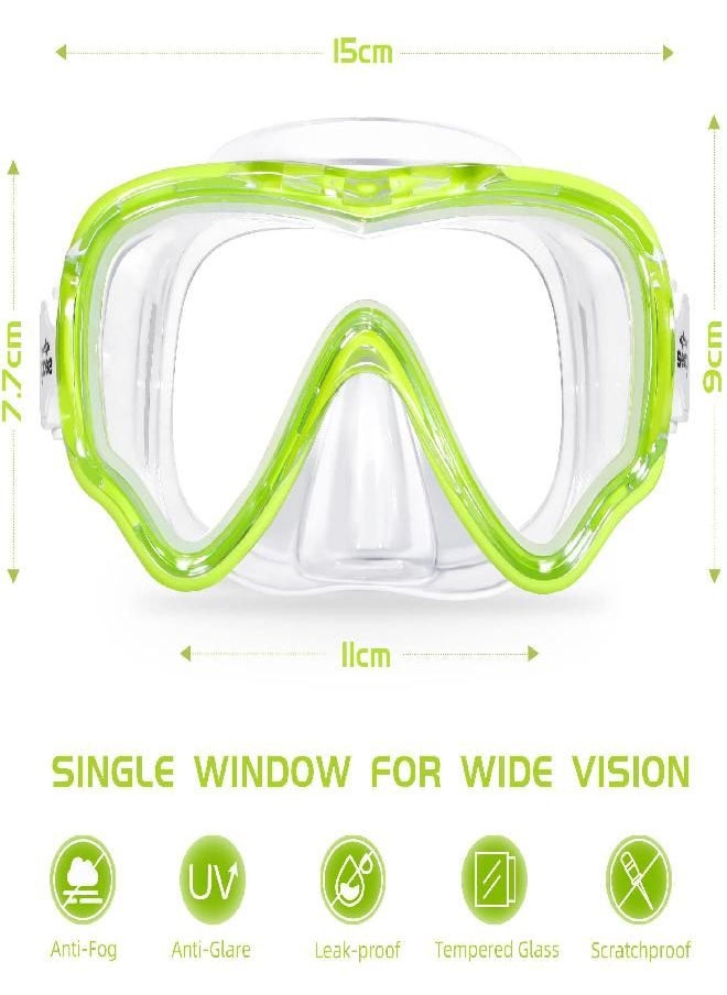 Kids Swim Goggles Snorkel Mask Diving Scuba Mask Snorkeling Goggles for Kids Boys Girls Youth, Anti-Fog 180° Clear View Kids Pool Underwater Swimming Goggles with Nose Cover, Snorkel Swim Equipment