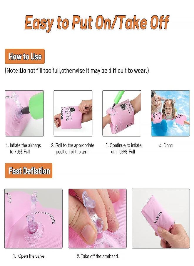Arm Floaties for Kids,4 Pack Swim Trainer Floaties and Kid's Swimming Goggles with Anti-Fog and Anti-UV,PVC Arm Floaties Inflatable Swim Arm Bands Floater Sleeves Swimming Rings