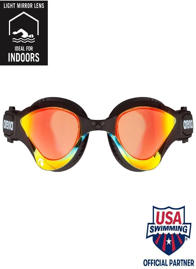 Unisex Adult Cobra Tri Swimming Goggles For Triathlon And Fitness Swipe Anti-Fog Wide Vision Mirror Lens, Yellow Copper/Black