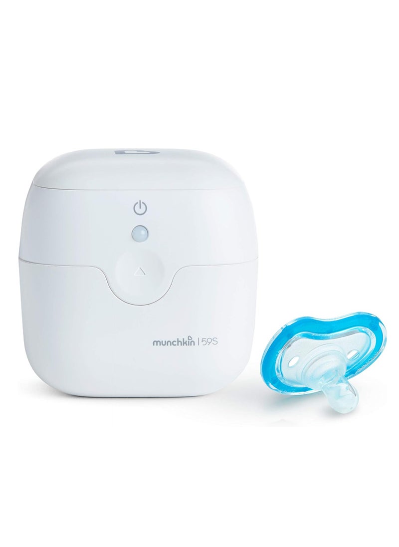 Munchkin Portable UV Sterilizer and Sanitizer Box, Eliminates 99.99% of Germs in 59 Seconds, Mini UV-C Cleaner for Pacifiers and More, White