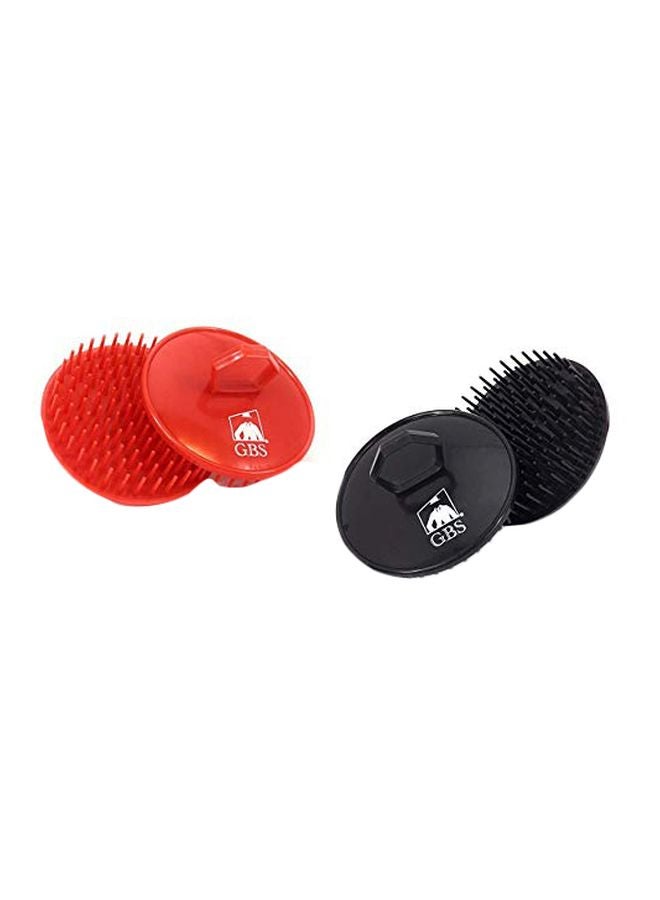 2-Piece Scalp Massage Brush Set Red/Black