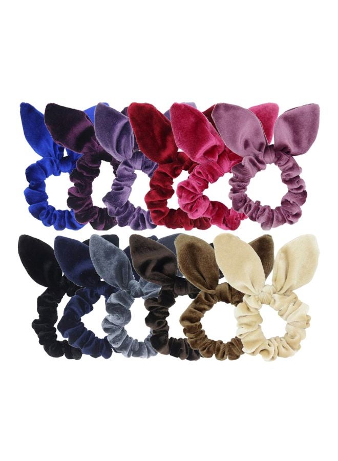 12-Piece Hair Scrunchies Blue/Purple/Red