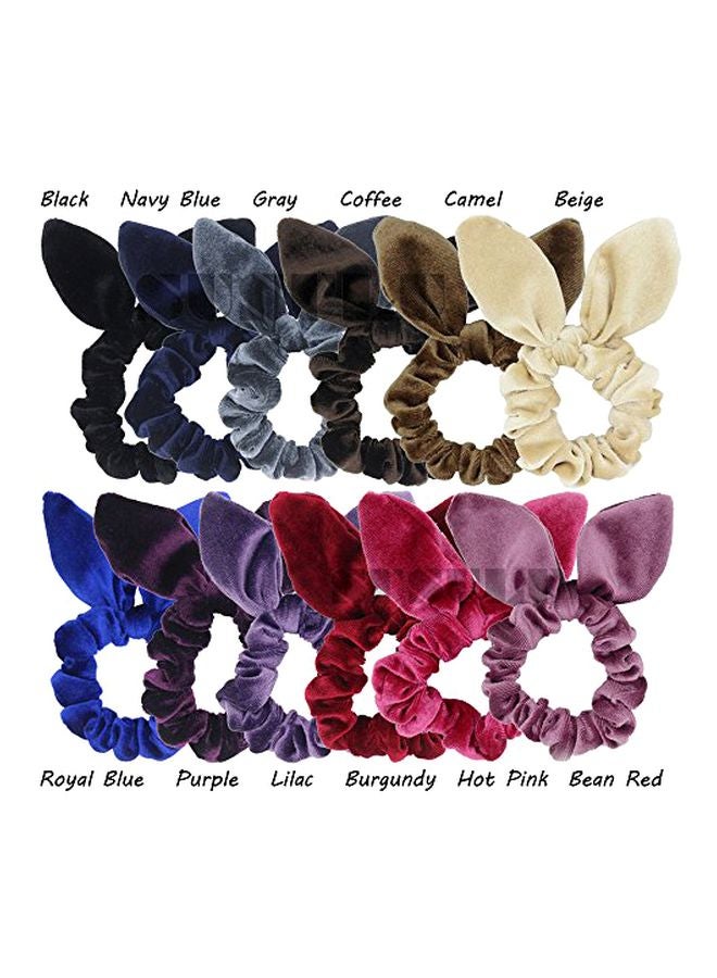 12-Piece Hair Scrunchies Blue/Purple/Red