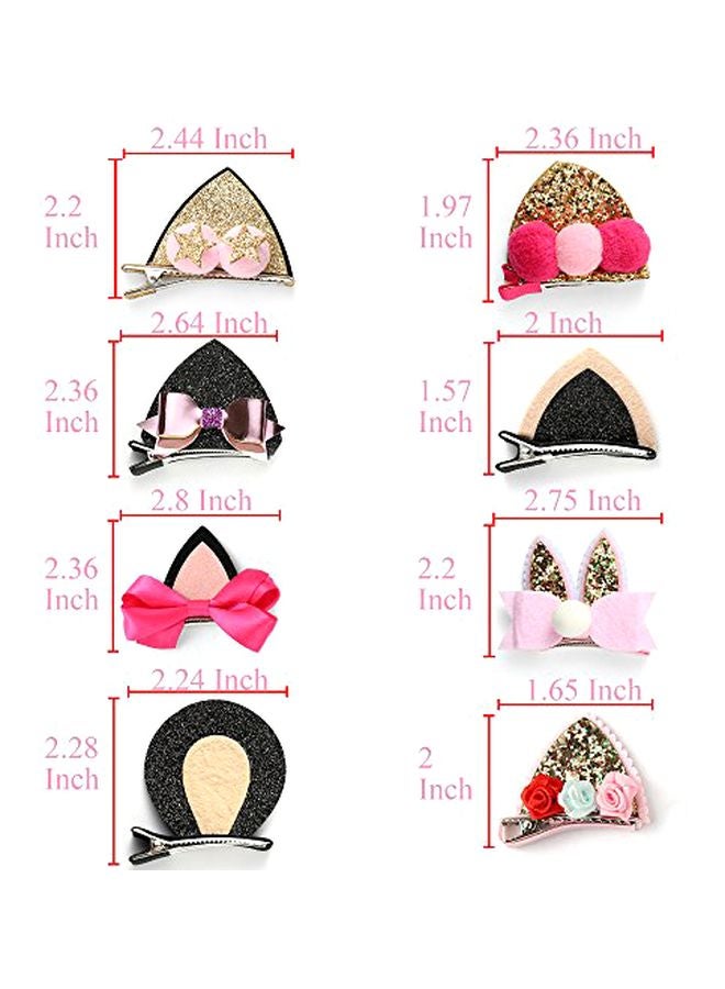 16-Piece Sparkle Ribbon Clip set Beige/Black/Pink