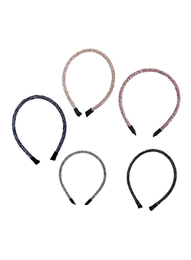 5-Piece Glitter Narrow Hair Band Assorted