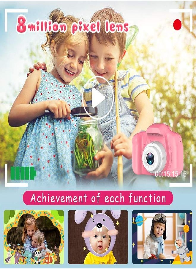 Seckton Upgrade Kids Selfie Camera, Christmas Birthday Gifts for Girls Age 3-9, HD Digital Video Cameras for Toddler, Portable Toy for 3 4 5 6 7 8 Year Old Girl with 32GB SD Card-Pink