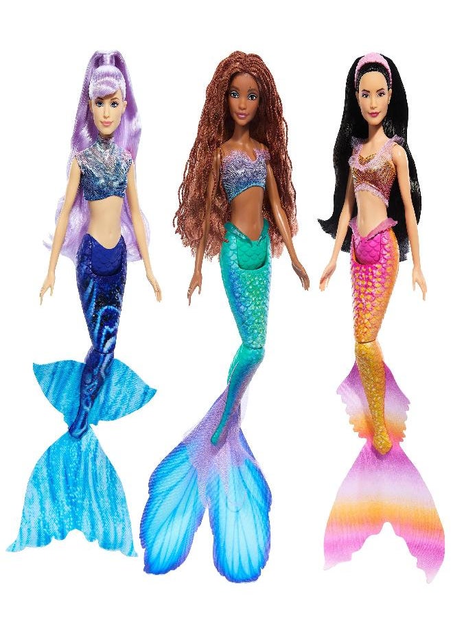 Mattel Disney The Little Mermaid Ariel Sisters Doll Set with 3 Fashion Mermaid Dolls, Includes Mala, Karina, and Ariel