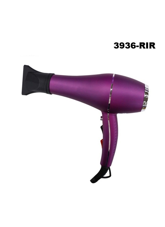 Hair Dryer - 2-Speed & 3 Temperature Settings 1250W, Cool Shot Function Detachable Cap