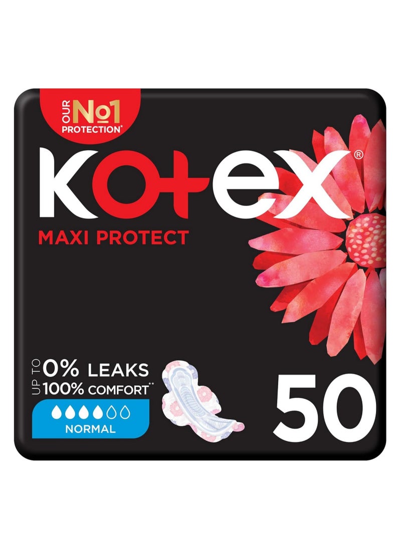 Maxi Protect Thick Pads Normal Size Sanitary Pads With Wings 50 Sanitary Pads