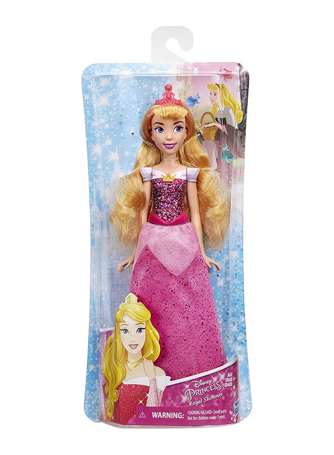 Princess Aurora Royal Shimmer Doll In Shiny Gown For Girls-Pink/Beige/White 11.25cm