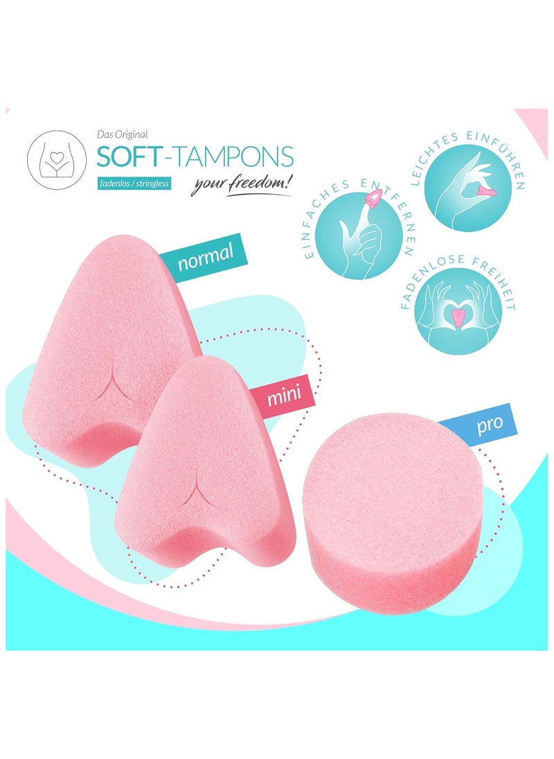 Soft-Tampons Mini I 10 Pieces I Threadless tampons for Sports, Swimming & spa I Menstrual sponges Ultra Soft I Easy Insertion & Removal I Soft Tampon Without Thread