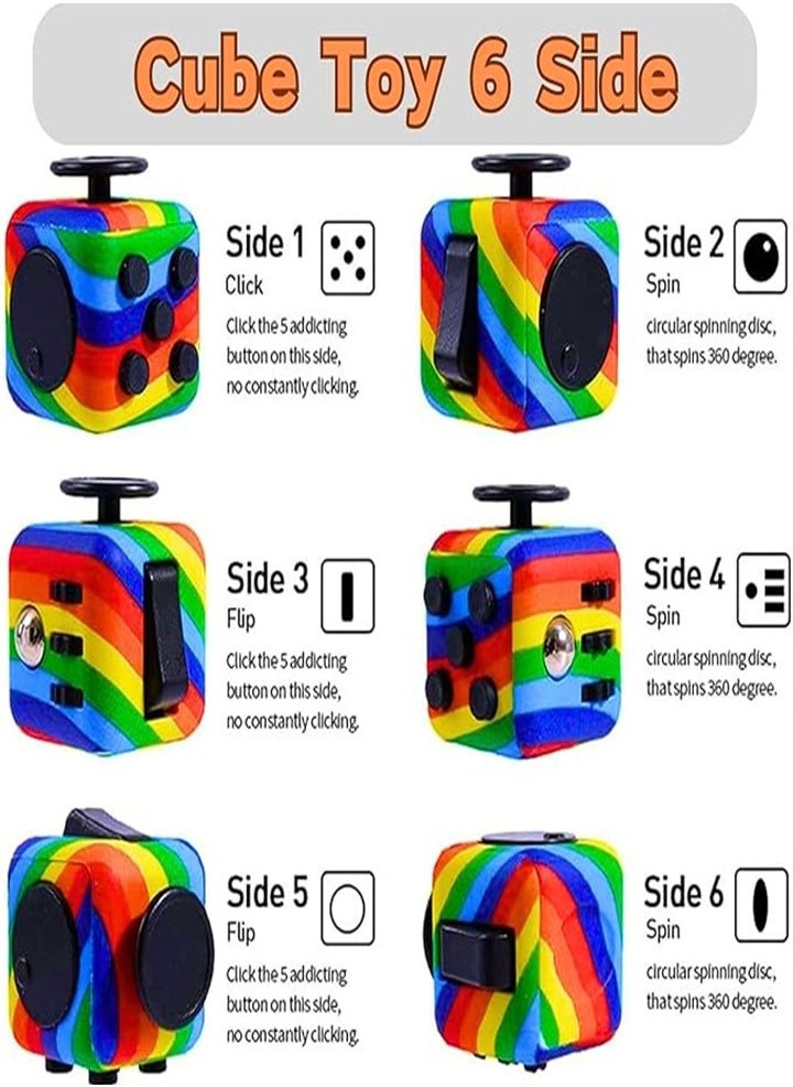 Stress relief magic cube, release stress magic cube, magic cube set, suitable for adults and children to relieve stress anxiety toys creative gifts, soft material (rainbow color * 2)