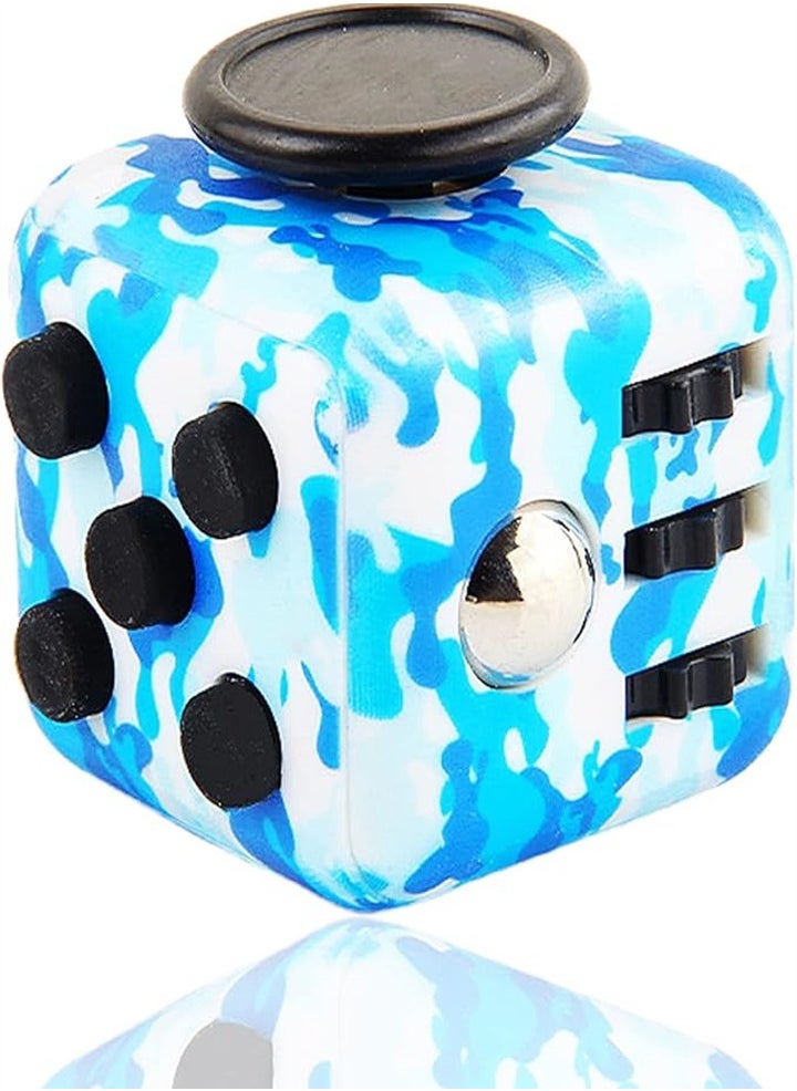 Stress Reducing Toys Cubes, Anti-Stress Cubes Toys, Stress Relieving Galactic Sensory Toys for Adults and Children to Relieve Anxiety (Blue Camouflage 2PC)