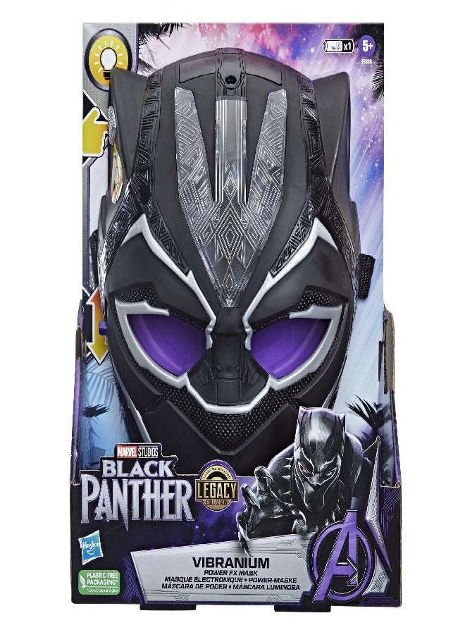 Marvel Black Panther Studios Legacy Collection Black Panther Vibranium Power FX Mask Roleplay Toy, Toys for Kids Ages 5 and Up