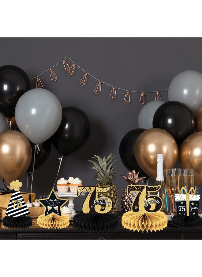 9 Pieces 75Th Birthday Decorations 75Th Birthday Centerpieces For Tables Decorations Cheers To 75 Years Honeycomb Table Topper Happy 75Th Birthday Decorations For Men And Woman Seventyfive Years