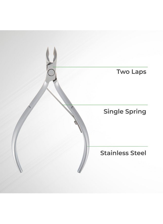 Cuticle Nipper - D-04 Jaw 12 | Stainless Steel | Durable And Sharp | Ergonomic Design | Grey Plated | Ideal For Salons And Home Use