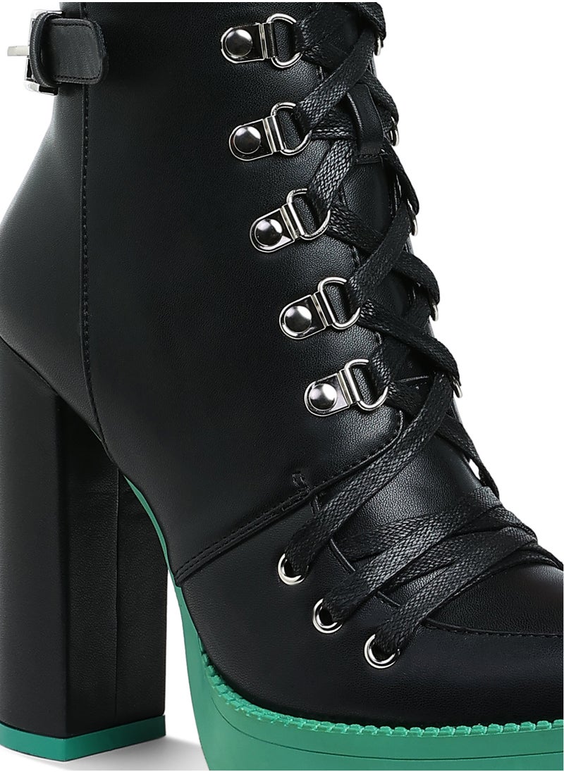 Cushion Collared Biker Boot in Black