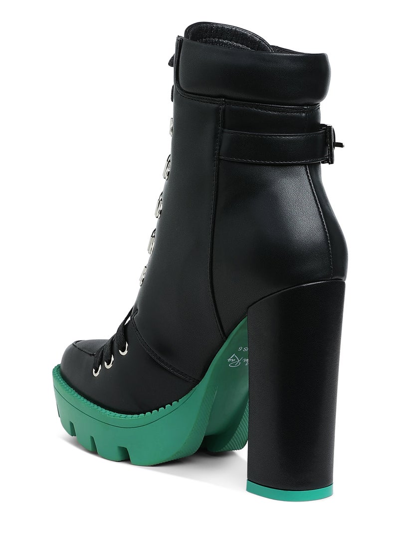 Cushion Collared Biker Boot in Black