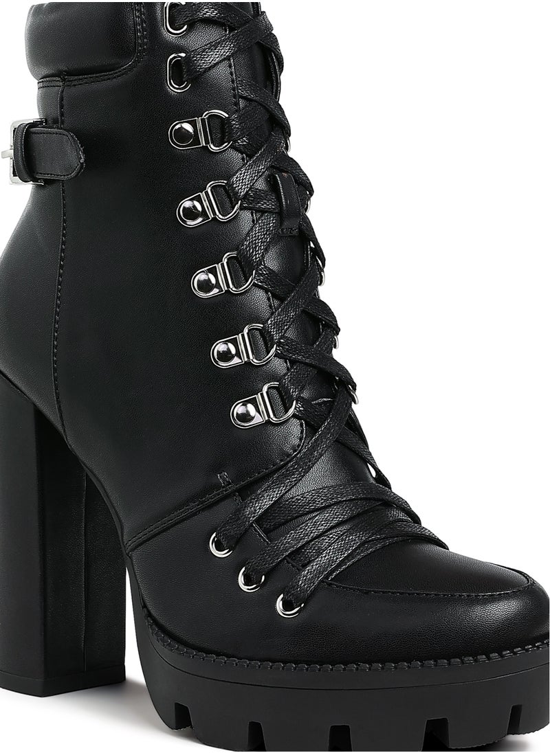 Lace up Combat Boots in Black