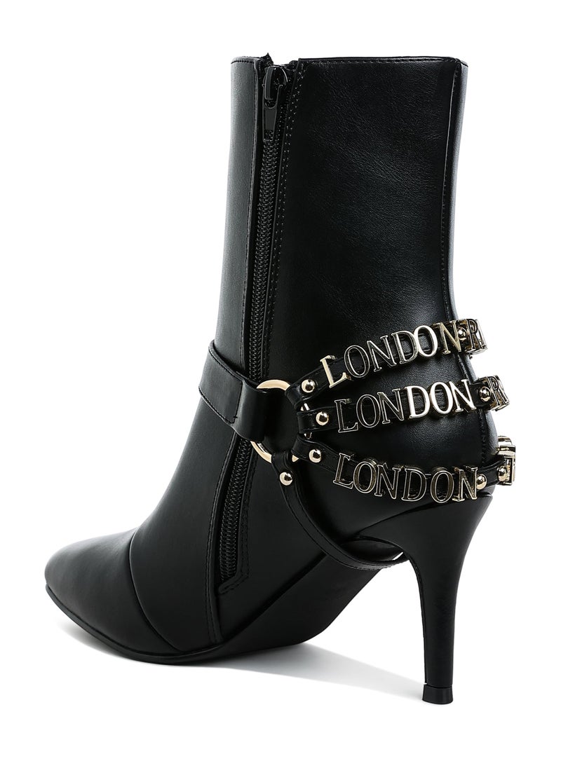 Harness Detail Stiletto Boots in Black