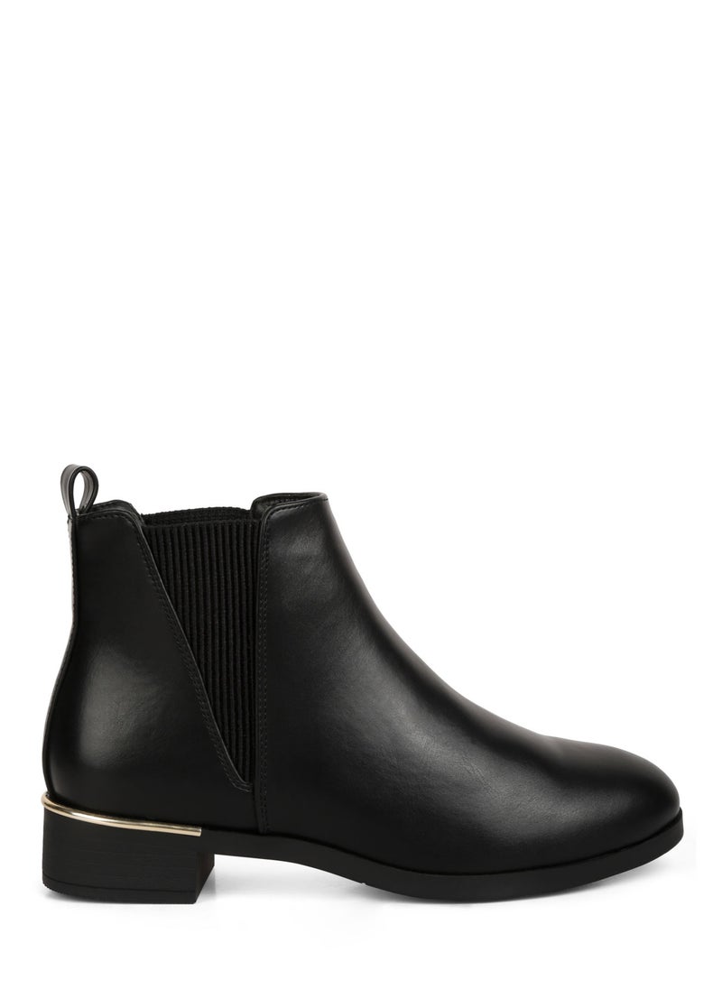 Black Metallic Sling Detail Chelsea Boots