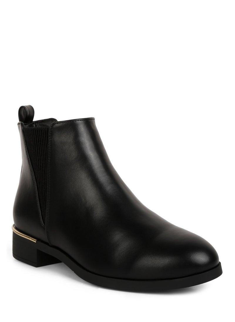 Black Metallic Sling Detail Chelsea Boots