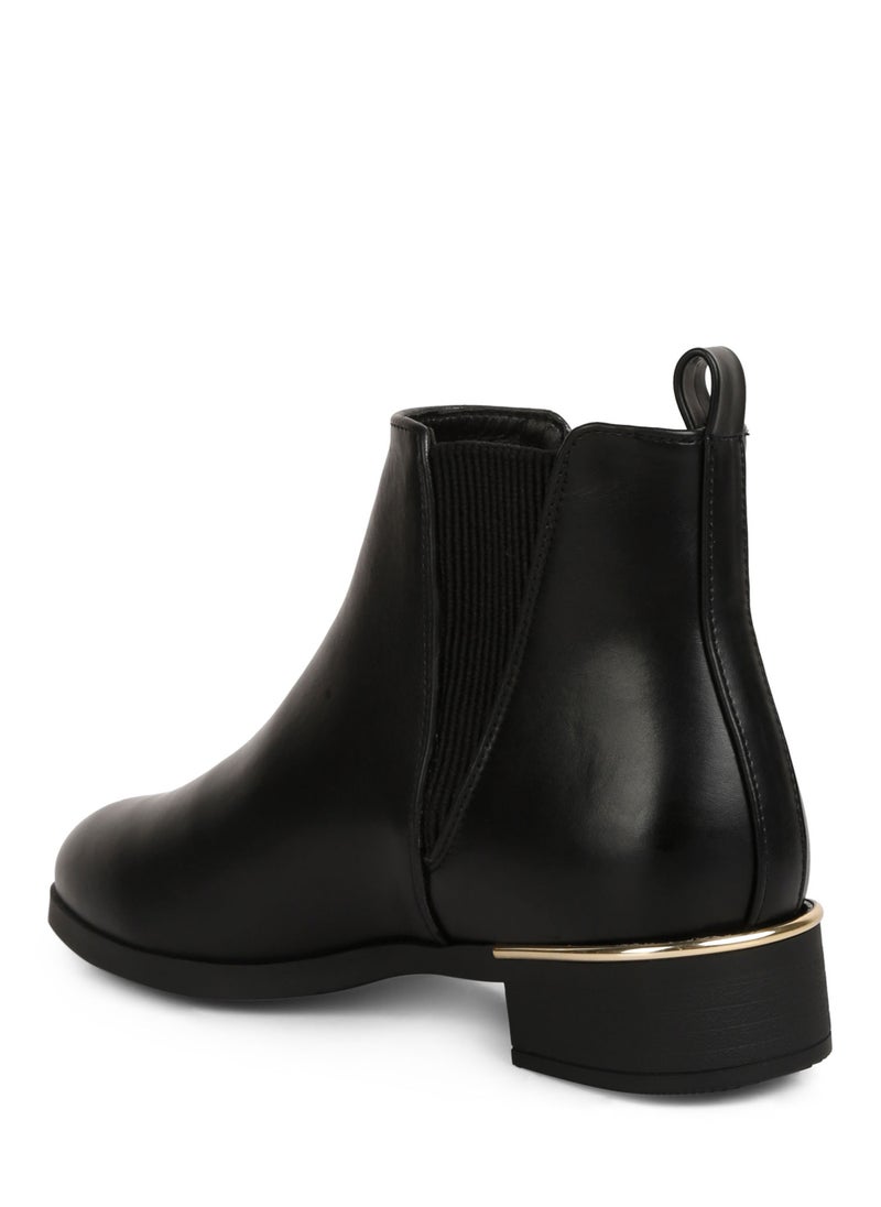 Black Metallic Sling Detail Chelsea Boots