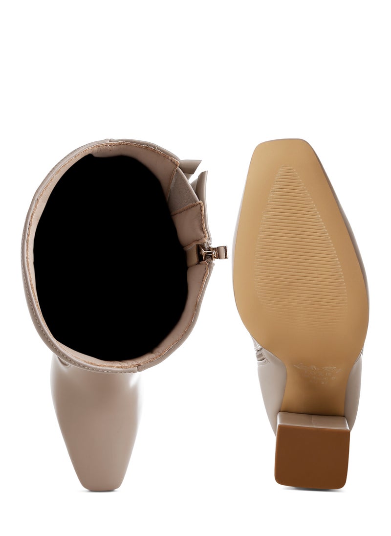 Slouchy Calf Boots in Beige