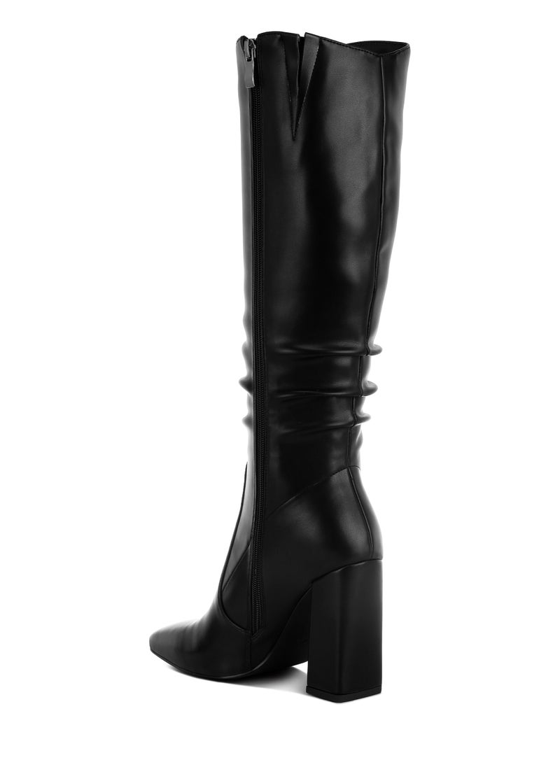 Slouchy Calf Boots in Black