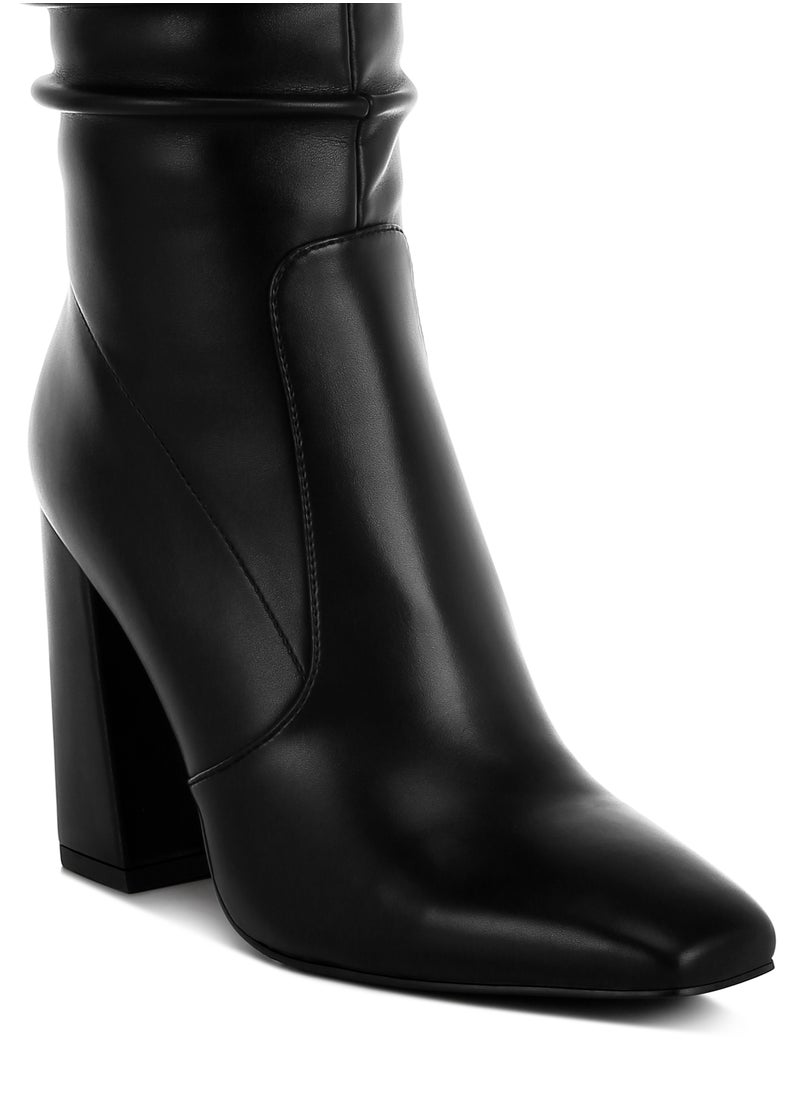 Slouchy Calf Boots in Black