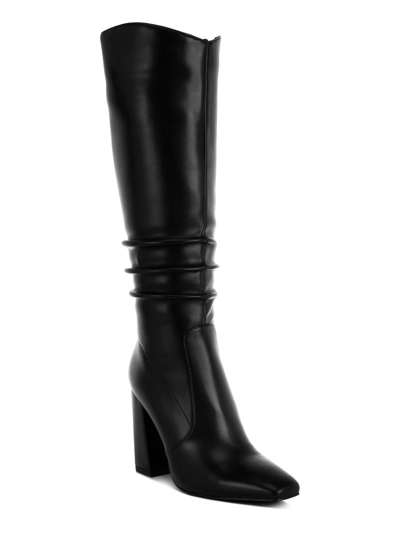 Slouchy Calf Boots in Black