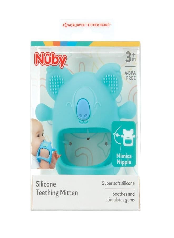 Nuby Silicone Wrist Grip Teething Mitten - 3+ Months, Hippo