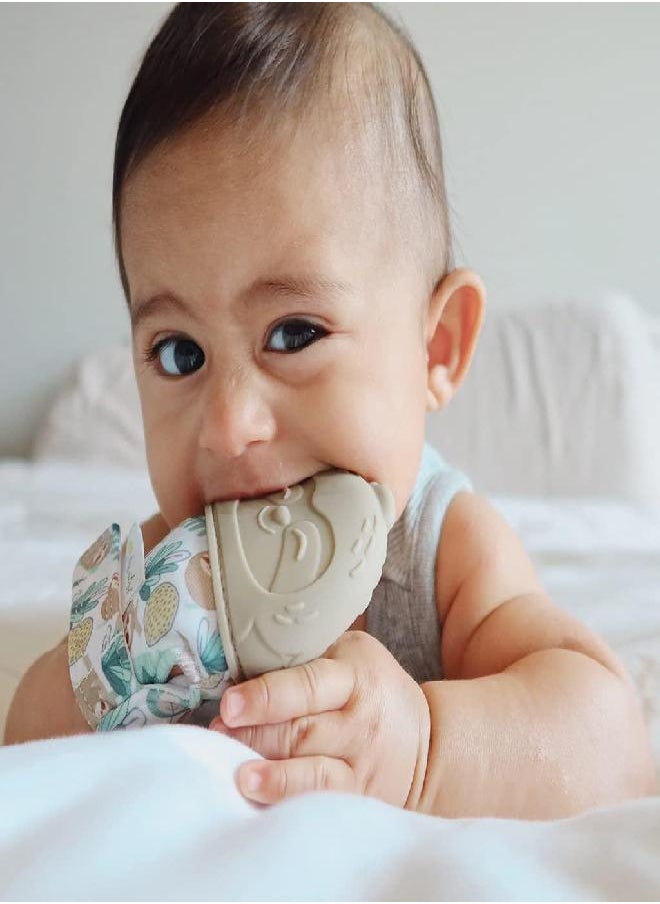 Itzy Ritzy Silicone Teething Mitt - Soothing Infant Teething Mitten with Adjustable Strap, Crinkle Sound and Textured Silicone to Soothe Sore and Swollen Gums, Sloth