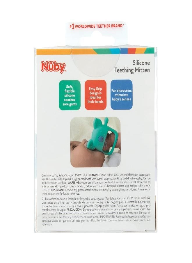 Nuby Silicone Wrist Grip Teething Mitten - 3+ Months, Hippo